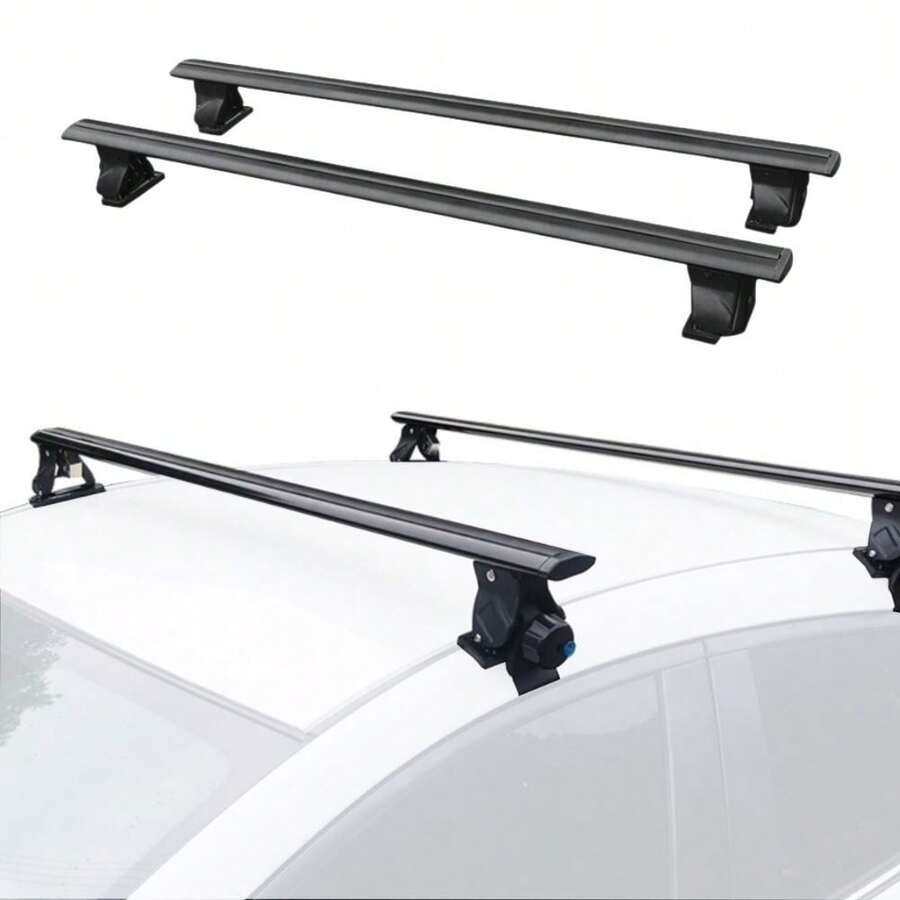 MAGIC SELECT Barras de Techo para Coche Universal. Baca Portaequipajes de Coche para Viajes. Barras Superiores Compatibles con Rieles para Equipaje. Barra Portátil para Transportar. - Negro - Ver 1
