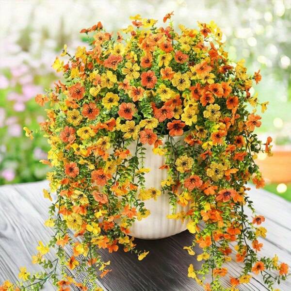 2pcs UV-Resistant Daisy Hanging Flowers - Realistic Artificial Flower Decor For Indoor And Outdoor, Perfect For Porch, Window, Yard - Easy Maintenance