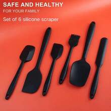 Silicone Spatula Set, 6-Piece Silicone Pastry Scraper Set - Large & Small T-Spatulas, Scrapers, Oil Brush, Long Scraper - Non-Stick, Heat Resistant, Dishwasher Friendly - Multicolor - View 3