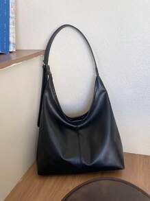 Bolso de hombro de gran capacidad y unicolor suave de estilo vintage para mujeres, bolso cruzado versátil con asa, bolso de hombro tipo hobo de gran capacidad, bolso cruzado de bandolera casual para el trabajo