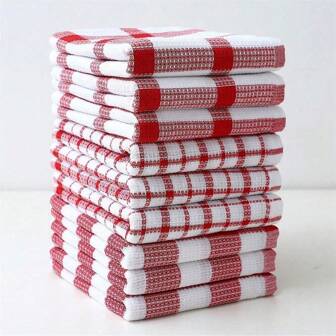 6/9 Pcs Set Red & White Checkered Kitchen Towels, Soft Polyester, Modern Whimsical Design, Machine Washable, Rectangular Dish Cloths, Suitable For Home Decor And Gift Ideas