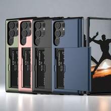 适用于三星 S25 Ultra S24 Ultra S23 Ultra A35 A55 A56 手机壳钱包式手机壳卡槽支架双层硬壳适用于 15 14 13 12 11 16 Pro Max Plus 手机壳防水防震防摔防刮全覆盖 - 軍綠色 - 查看 10