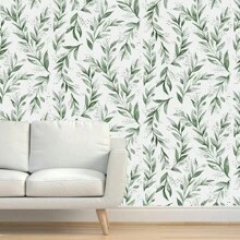 1 Roll 45cm Green Leaf Peelable & Stick Wallpaper, Bohemian Removable Vinyl Contact Paper, Modern Neutral Self-Adhesive Wall Paper, Suitable For Cabinet, Bedroom Decor, Renovation Stickers Peel Wall Panels, Wall Paper, Wallpapers, Spring Decoration Items Refresh Your Home, Festival Decoration Stickers Gifts Birthday Graduation