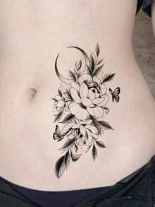 6pcs/Set Temporary Tattoo Stickers, Dark Mysterious Style Waterproof Long Lasting Fake Tattoos For Body, Suitable For Single's Party, Women's Wrist, Arm, Collarbone, Chest, Back, Leg