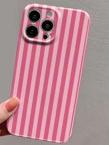 1pc Minimalist Stripe Pattern Perforated Glossy Phili Film Full Coverage Hard Phone Case, Compatible With IPhone 11/12/13/14/15/16 Pro Max Waterproof Shockproof Anti-Fall Scratch Resistant - Multicolor - View 5