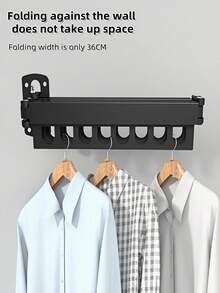 1 个不锈钢折叠衣架 - 抛光，隐形壁挂设计，不占用空间，适合阳台和室内/室外使用，