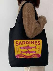 一款时尚的女士手提包，带有字母、书籍、猫和南瓜，Y2k 单肩包，便携式购物袋，万圣节礼物，阅读周，简易旅行收纳袋，多功能购物袋，适合日常、通勤、旅行、野餐、露营、户外、探险或购物 - 彩色 - 查看 8