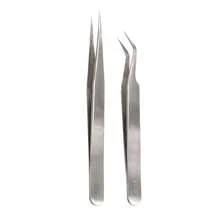 FADVAN 1/2Pcs Eyelash Tweezers Extension Black/Silver/Gold Stainless Steel Superhard Tweezers Straight And Bend Tweezer Eyebrow Volume Tweezers Set Makeup Tool High Precision Anti-Static Tweezers
