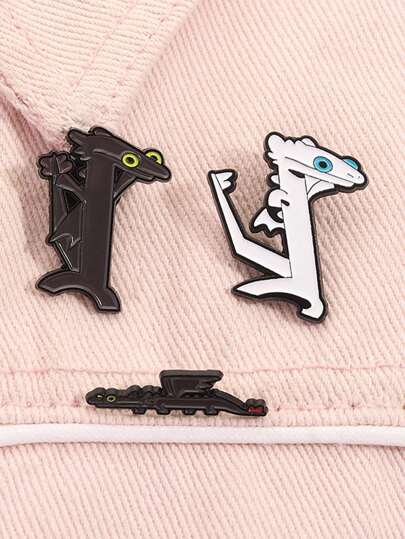 Set de 3 pines de esmalte con diseño de dragón cute, pines tipo broche de animal de dibujos animados para mochila, disfraz, accesorios y joyería, regalos únicos
