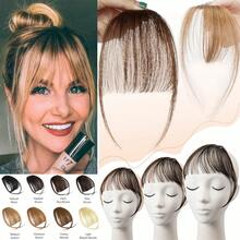 3G Natural Cute 100% Real Human Hair Thin Air Fringr Bangs Clip In REMY Fringe Front Piece Extensions With Temple - #06 Light Brown - View 2