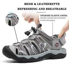 ZIITOP Womens Lightweight Water Shoes & Hiking Sandals - Closed Toe, Adjustable Laces, Double Buckle, EVA Cushioned, Anti-Skid Rubber Sole For Summer Adventures, Beach, And Outdoor Activities Beach Essentials - 灰粉紅色 - 查看 3