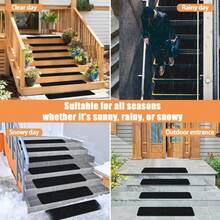 4/8/15pcs Outdoor Non-Slip Stair Treads, 22x70cm - Self-Adhesive Stair Pads For Wooden, Deck & Glass Stairs | Anti-Slip Stair Mats For Elderly Steps | Outdoor Stair Tread Covers (Solid/Striped, Machine Washable) 8/15-Piece Anti-Slip Stair Treads - Multicolor - View 10