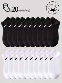 20/10/5/3/1 Pairs Men's Cotton Socks, Short Socks, Invisible Socks, Double-Line Anti-Slip Design, White, Black, Low-Cut, Ankle Socks, Moisture-Wicking, Soft & Breathable, Suitable For Business, Casual, Home, Sports, College Style, All Seasons, Random Color Delivery - Multicolor - View 15