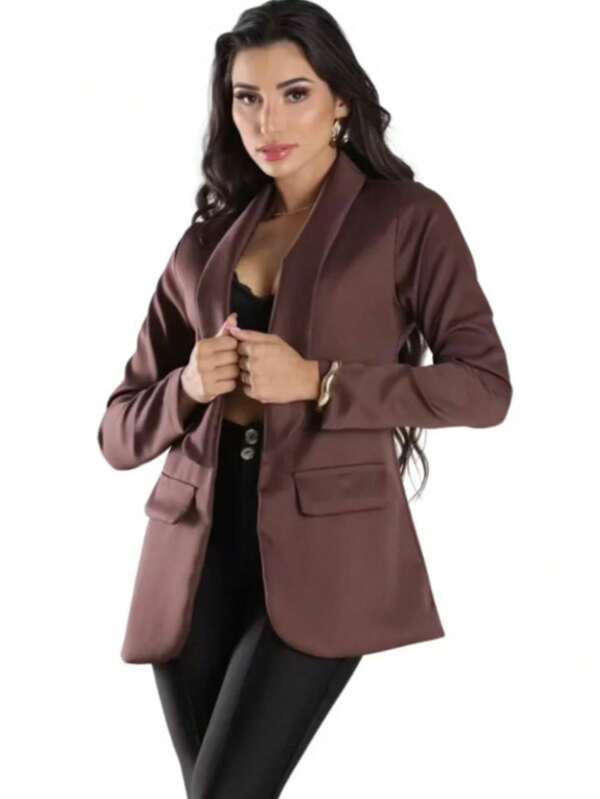 Blaze Feminino social Alfaiataria manga longa Look Tendencia Inverno