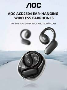 AOC Écouteurs Bluetooth AOC ACD2504, style tour d'oreille, son de haute qualité, longue durée de vie de la batterie, affichage LED de l'alimentation, faible latence pour le jeu, avec cordon, portable, convient pour les affaires, les réunions, les sports, compatible avec les smartphones et les ordinateurs