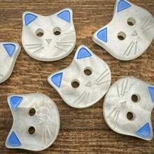 10/20pcs Cute Buttons With Pink Ears, Small Cat Cartoon Animal Buttons For Cardigans, Handmade Accessories, Decorative Buttons. - Multicolor - View 7