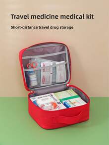 1pc Red, Green Household Portable Medicine Box, Travel Fabric Medical Bag, Large Capacity First Aid Kit, Three Pieces Set, Multifunctional Medicine Storage Bag - Multicolor - View 8