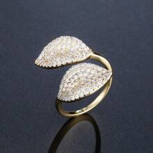 1pc Cubic Zirconia Leaf Rings For Women, Casual Index Finger Accessories For Women, Exaggerated Decor,Elegant Statement Piece For Female, Perfect For Party, Birthday, Anniversary Gift