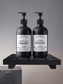 WCIC حاويات سفر فارغة باللون الأسود المطفي لمطهر اليدين والشامبو والكريم، موزع صابون قابل لإعادة التعبئة مع مضخة وصينية، ملصقات لصابون الأطباق/صابون اليدين، مجموعة موزع كريم بلاستيكي سعة 500مل/16.9 أونصة للحمام، للاستحمام/الشامبو/البلسم عودة إلى المدرسة