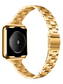 3-In-1 Stainless Steel Watch Band, Screen Protector And Electroplated Watch Case Compatible With Apple Watch 3/4/5/6/SE, Adjustable Replacement Strap