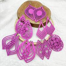 Set de 7 pares de aretes de madera con borlas en estilo bohemio, adecuados para fiestas, salidas y uso diario, primavera/verano, regalo para mujeres