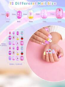 (168pcs And 24pcs) Kids Press-On Nails For Girls, Naio Kids False Nails, Pre-Glued Sticker Nails, Full Coverage Short Acrylic Nails Set For Girls Nail Art Decoration