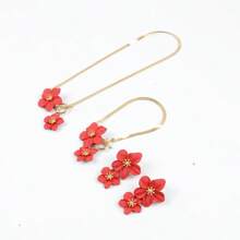1 Set Gold Flower Earrings & Necklace Set, Women Floral Pendant Necklace, White Flower Statement Earrings, Fashionable Earrings Necklace Anklet Jewelry, Everyday Wear