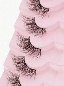 SHIDISHANGPIN 7 Pairs Transparent Band Cat Eye False Eyelashes, Faux Mink Lashes, Natural Soft And Fluffy, Reusable, Suitable For Women Eye Makeup Extension