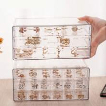 [ Thickened Transparent Jewelry Storage Box ] Large-Capacity Household Organizing Box, Dust-Proof Storage Box For Earrings And Necklaces, Drawer-Style Jewelry Box, One Compartment For Each Item, For Organization And Storage For Women Storage Organizer Travel Essentials Back To School Dormitory Storage