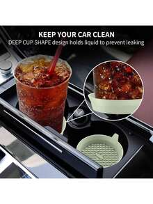 2pcs Silicone Anti-Slip Car Cup Holders - Universal Fit For Dashboard & Console, No-Spill Coasters With Grip Base, Auto Interior Accessories Decor - Multicolor - View 4
