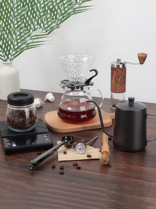 8/9/10pcs- Hand-Made Coffee Pot Set, Coffee Pot, Filter Cup Combination, Hand-Made Coffee Set, Used For Brewing Coffee, Tea And Pure Milk, Easy To Use, Easy To Clean, Perfect Gift For Coffee Lovers, Kitchen Supplies.