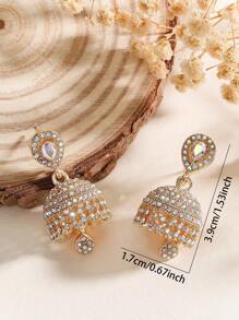 1 Pair Fashion Cubic Zirconia Studded Elegant Drop Earrings, Vintage Jhumki Suitable For Women Daily, Festival, Wedding And Party Wear