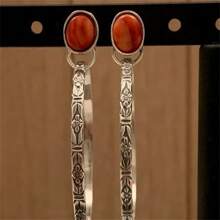 1 Pair Women's Bohemian Style Earrings, Vintage Imitation Turquoise Round Earrings, Suitable For Daily, Party, Festival Gifts
