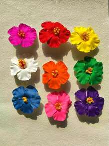 Haarspangen im Hawaii-Blumen-Stil für Frauen, Hibiskus-Haarspange, 3,5 Zoll künstliche Blumenspangen für Urlaub, Strandparty, Haarklammern, Haarspangen