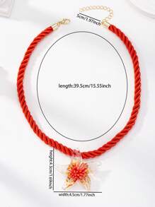 1pc Summer Vacation Beach Style Handmade Glass Sea Star/Starfish Pendant Necklace On Chunky Cord For Women (Shape And Color May Vary)