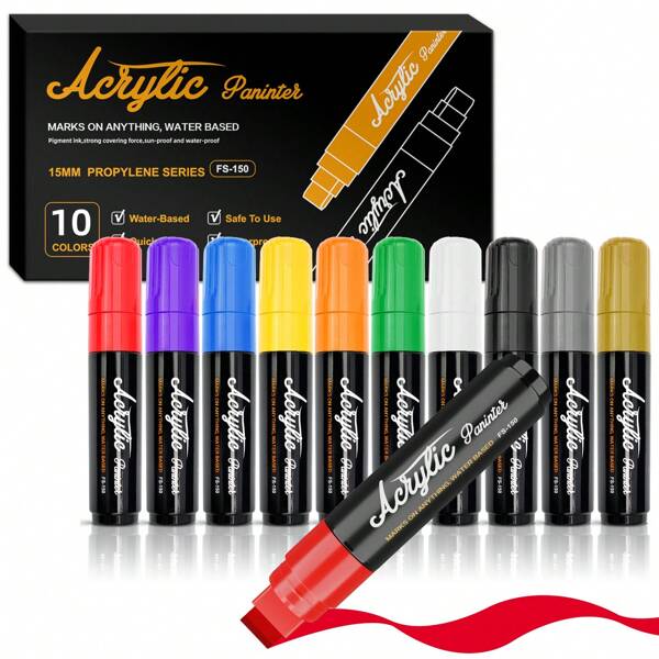 Buntstift Marker Set mit großen 15mm breiten Spitzen für Wandmalereien, Beschriftungen, Poster - Groß für Stein, Holz, Plastik, Leder, Metall, Keramik, Schulmaterial, Rückkehr zur Schule