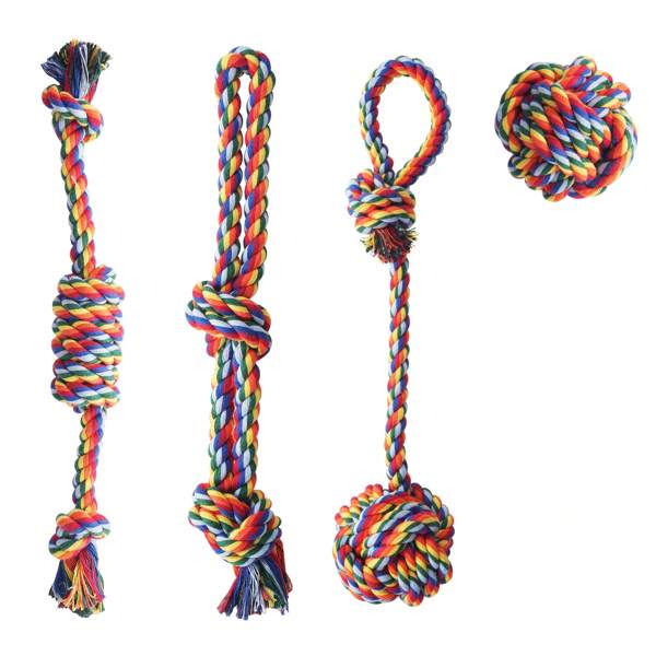 4 Packs Heavy Duty Dog Rope Toys For Large Breed Aggressive Chewers, Indestructible Teeth Cleaning Tug Of War Toy Large Tough Chew Toys For Aggressive Chewers Large Breed,Heavy Duty Dental Rope Toys Kit For Medium Dogs