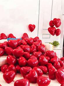 10pcs Wedding Room Decoration Balloons, Thick Double Layer Ruby Red Balloons For Marriage Proposal, Wedding Supplies