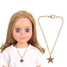 1-2pcs Doll Necklace, Heart/Star Shaped Pendant On Golden Chain, Lovely Shiny Decoration, Fits Over 12inch Reborn Baby Dolls, Suits Girls 3+ Years Old, Student, Children Toy Doll Accessories, Doll Decoration, Party, Birthday Gift