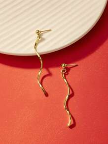 2pcs Simple Line Earrings Fashionable Spiral Earrings Suitable For Women's Daily Party Wear