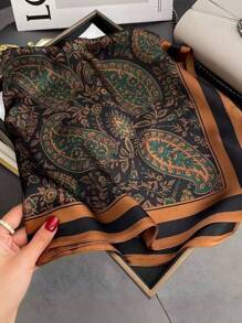 1 pezzo Sciarpa quadrata elegante da donna in finta seta con stampa paisley da 70cm, nuova bandana estiva, fascia per capelli, bandana, accessorio di moda per decorazione, ideale per completare il tuo look