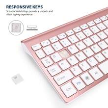 Combo de teclado y ratón inalámbrico 2.4G ultrafino para ordenador con teclado numérico Teclado compacto para ordenador/sobremesa/PC/portátil - Rosa Pálido - Ver 4