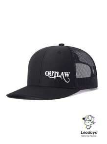 1 Piece Unisex Adjustable Baseball Cap With OUTLAW Print - Flat Brim Hat For Men & Women, Urban Streetwear Style, 5 Colors, Outdoor Activities Hat, Fabric Construction