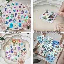 1 Bộ 20/50/100/80 Miếng Dán Trang Trí Lấp Lánh Độc Đáo Cho Sổ Lưu Niệm, Hình Cô Gái Hoạt Hình Dễ Thương, Bướm, Động Vật, Tòa Nhà, Quà Tặng, Hoa, Trái Cây, Nhạc Cụ, Dễ Bóc Và Dán, Nhiều Kiểu Trong Gói Ngẫu Nhiên - Nhiều màu - Xem 9