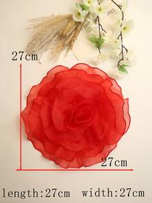 加大码多色简约欧根纱多层边缘缝制 3D 网眼花朵，DIY 儿童服装、连衣裙、婚纱配饰装饰 - 多色 - 查看 16