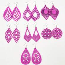 Set de 7 pares de aretes de madera con borlas en estilo bohemio, adecuados para fiestas, salidas y uso diario, primavera/verano, regalo para mujeres