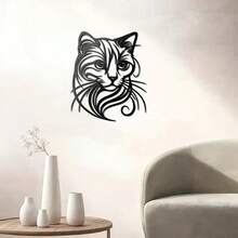Simple Cat Metal Wall Art Perfect For Cat Lovers Pet Shop And Home Decor - Black - View 5