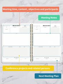BUBU 1pc Daily Meeting Planner Notebook, B5 Undated Meeting Planner With Summary Notes, Deadlines & Goals, 160 Pages Of Productivity, Ideal For School, Office,Back To School Essential