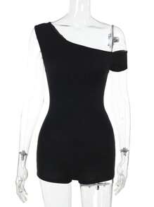 A Simple Sports Sexy Style Summer Asymmetrical Neck Romper, For Cocktail