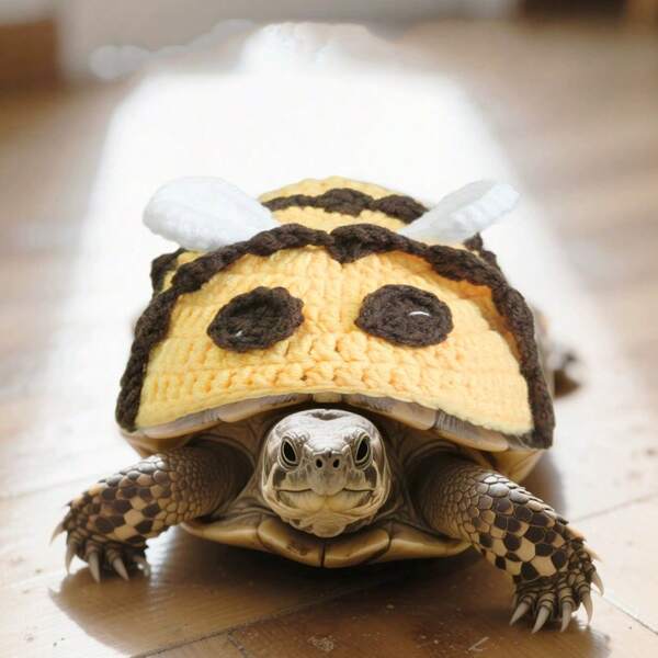 Neuankömmling 1 Stück Gestricktes Schildkröten Dekorative Kleidung, Kleine Bienen Kostüm Kleidung für Haustierpartys, dekorative Kleidung